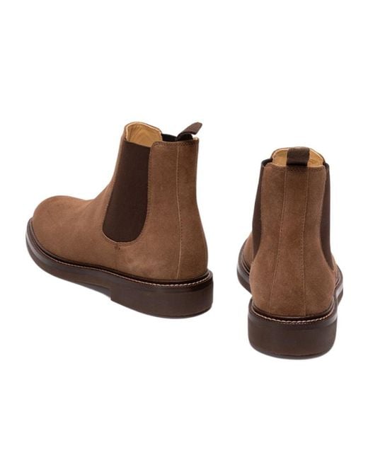 Brunello Cucinelli Brown Suede Ankle Boots for men