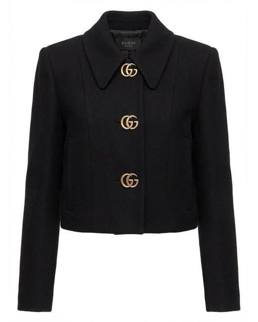 Gucci Black Double G Button Crêpe Jacket