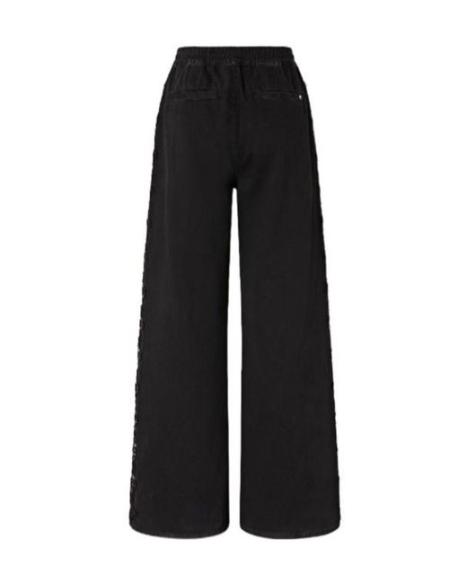 Pinko Black Lace-Detail Wide Leg Trousers