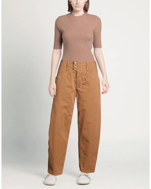 Isabel Marant Brown Solid Color Straight-Leg Pants
