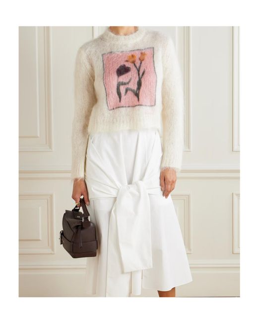 Marni White Floral-Print Round-Neck Sweater