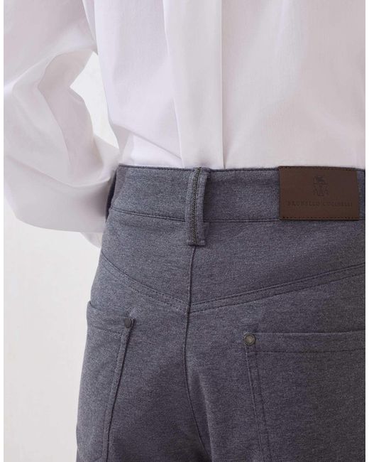 Brunello Cucinelli Blue High Waisted Straight Leg Trousers
