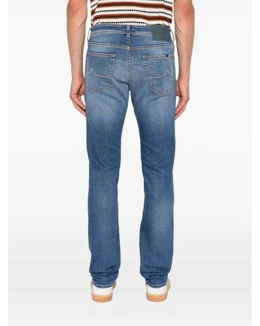 Jacob Cohen Blue Bard Logo-Patch Slim-Fit Denim Jeans for men