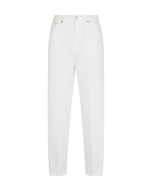 Dondup White Bessie Center-Press Pants