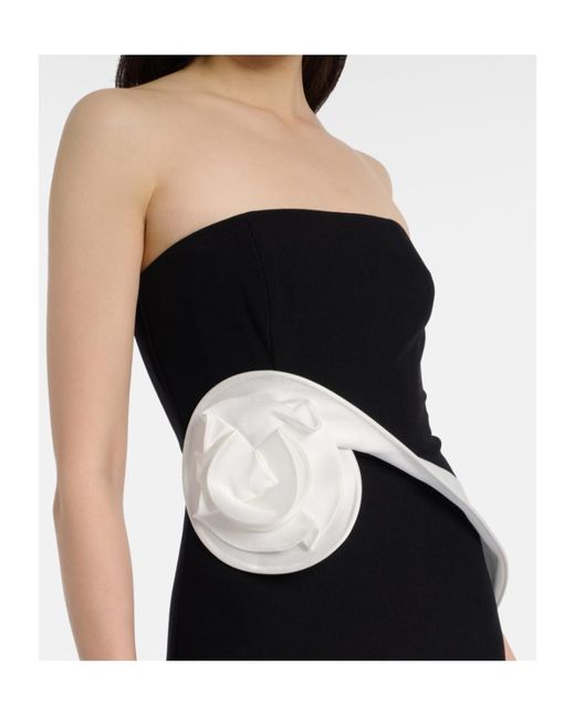 Roland Mouret Black Floral-Applique Crepe Midi Dress