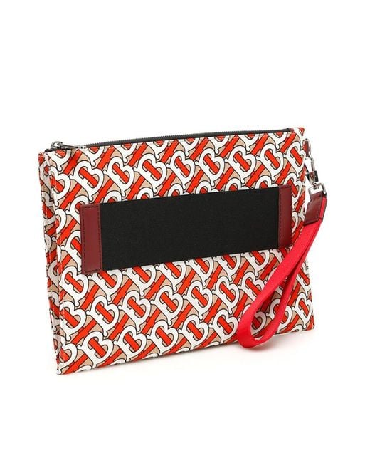 Burberry Red Monogram Print Zip Pouch for men