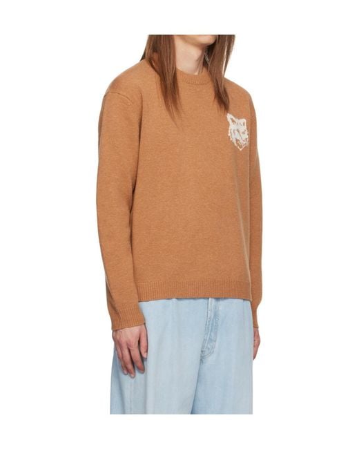 Maison Kitsuné Blue Maison Kitsuné Fox Head Intarsia-Knit Jumper for men