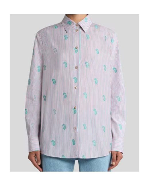 Etro Purple Striped Paisley Shirt