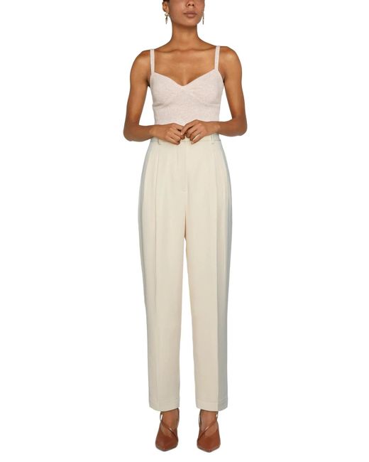 Tory Burch White Solid Color Straight Leg Pants
