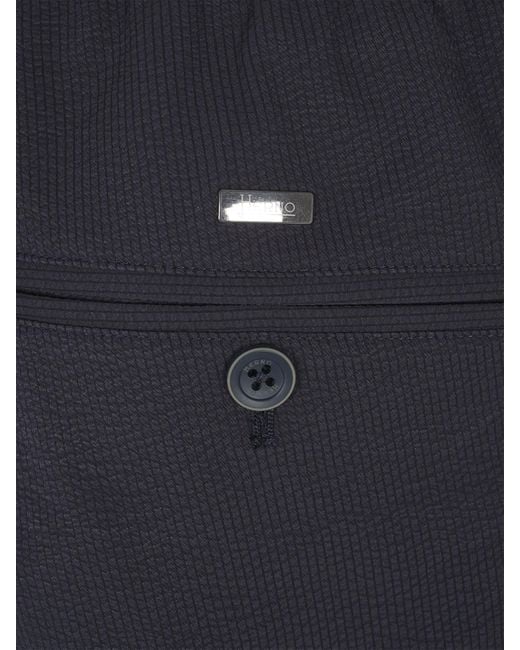 Herno Blue Seersucker Straight-Leg Trousers for men