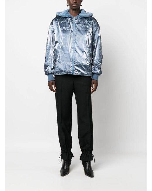 Emporio Armani Blue Faux-Fur Reversible Hooded Jacket
