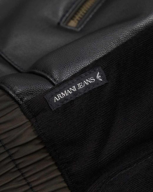 Armani Jeans Black Leather Casual Jacket for men