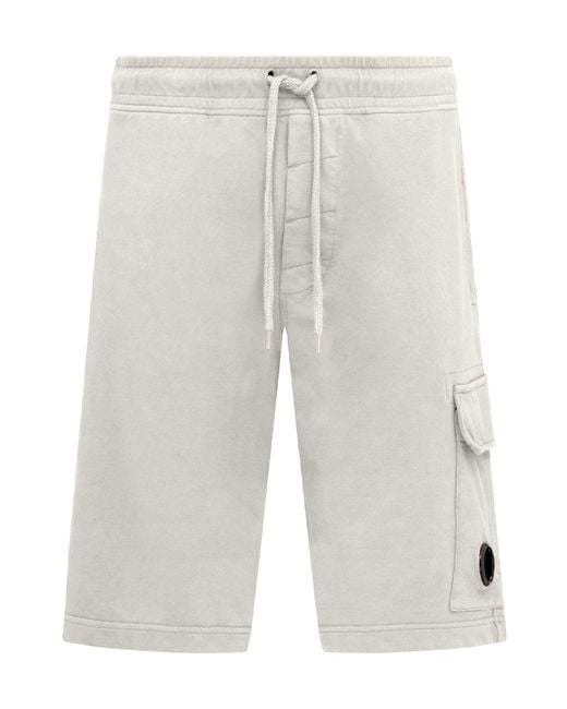 C P Company White Cotton Shorts for men