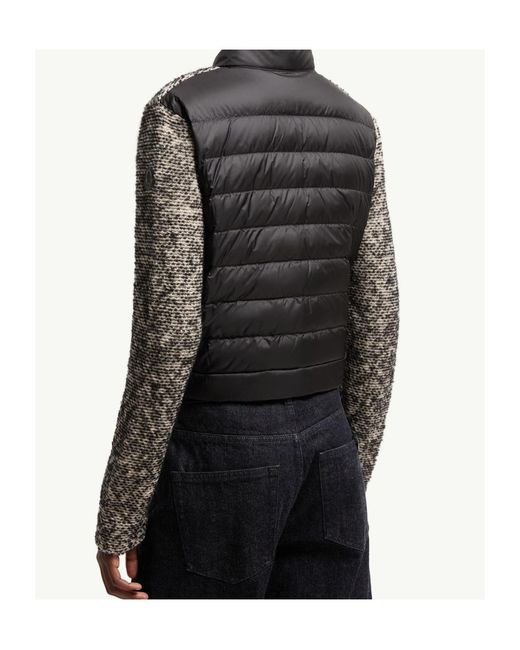 Moncler Gray Wool Alpaca Blend Padded Zip-Up Cardigan
