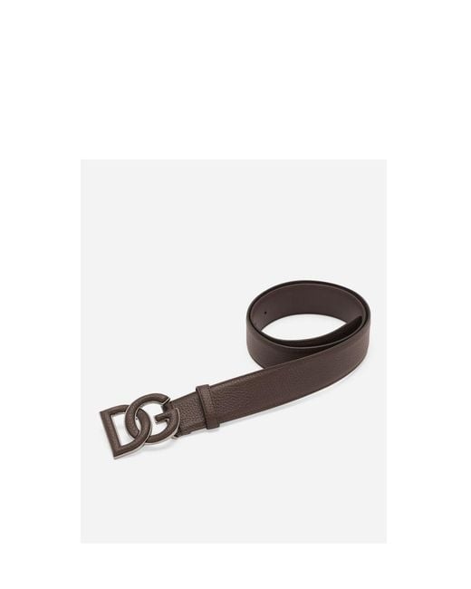 Dolce & Gabbana Brown Logo Plaque Buckle Belt for men