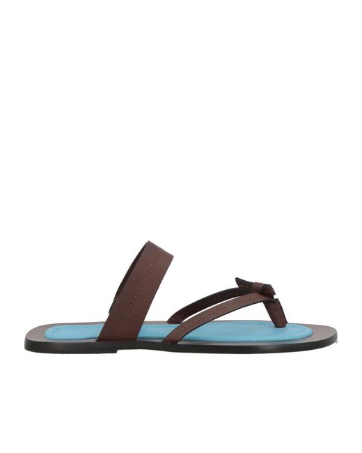Farm Rio Blue Solid-Color Leather Thong Sandals