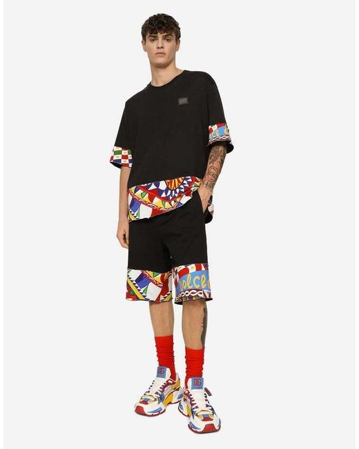 Dolce & Gabbana Black Abstract-Pattern Bermuda Shorts for men
