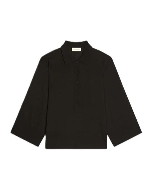 Dries Van Noten Black Buttoned Polo Top