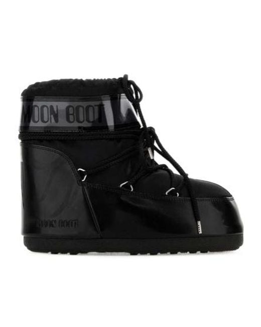 Moon Boot Black Classic Low Glance Lace-Up Snow Boots