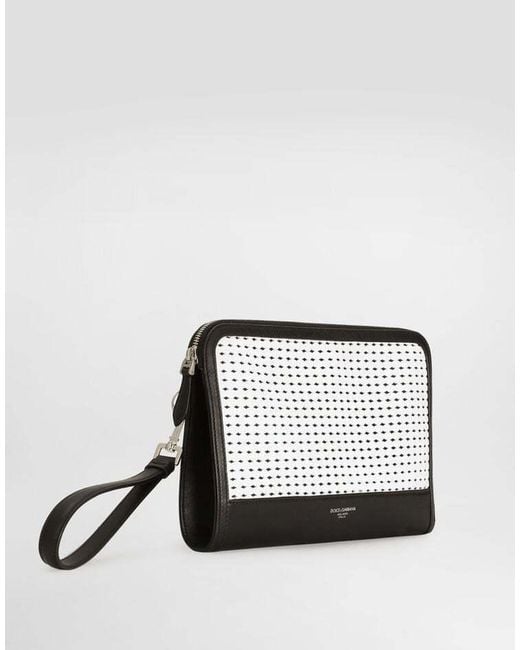 Dolce & Gabbana Black Woven Panel Wristlet Bag for men