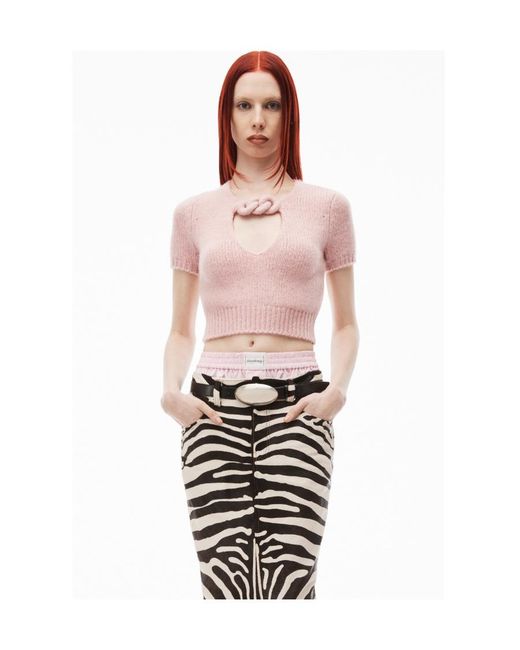 Alexander Wang Pink Short-Sleeved Knitted Pullover