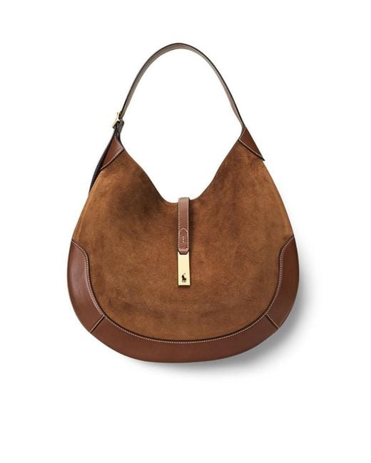 Polo Ralph Lauren Brown Half-Moon Shape Shoulder Bag