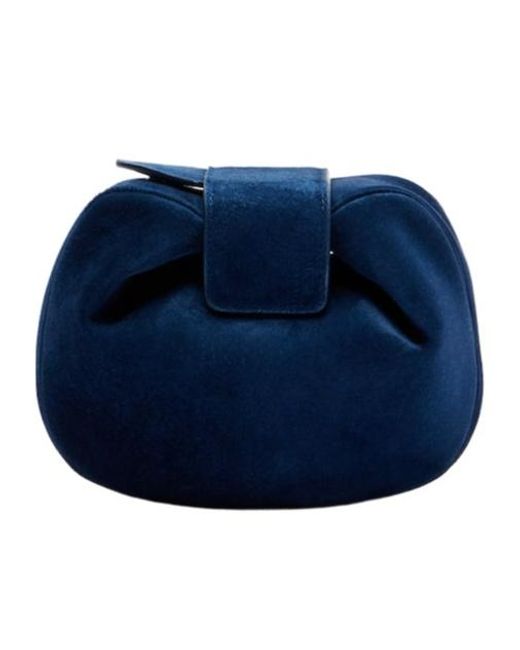 Gabriela Hearst Blue Soft Demi Mini Suede Clutch