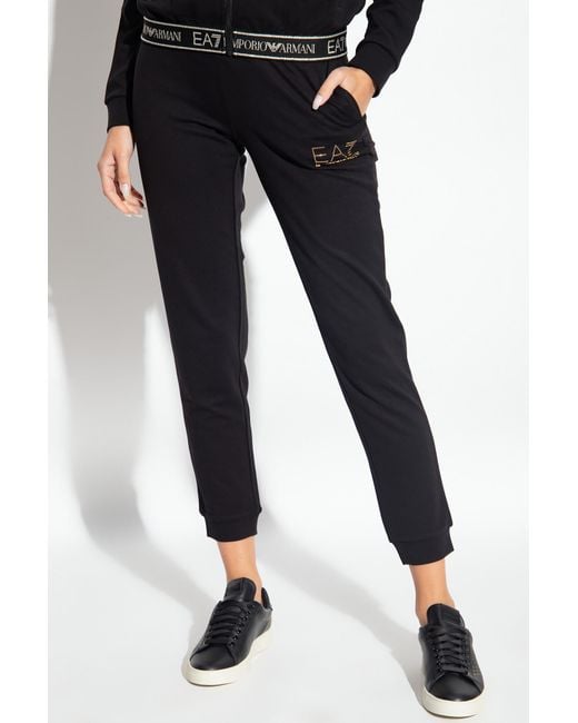 EA7 Blue Logo Printed Drawstring Pants