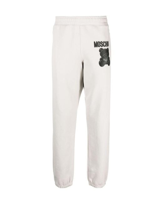 Moschino White Teddy Bear-Print Organic-Cotton Track Pants for men