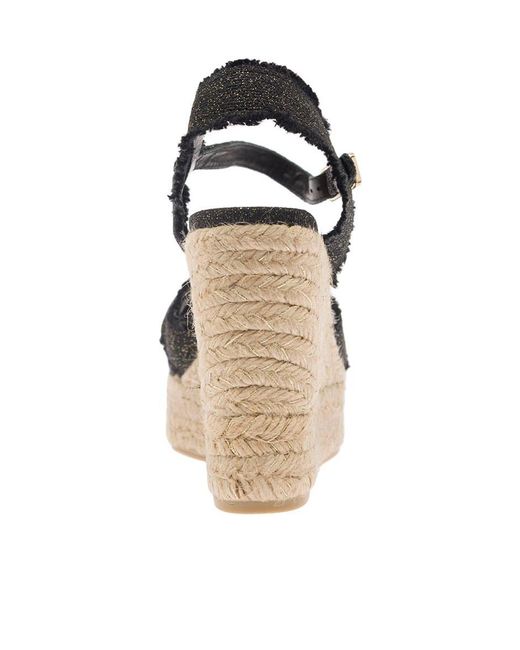 Castaner Metallic Cross Details Slope Heel Sandals