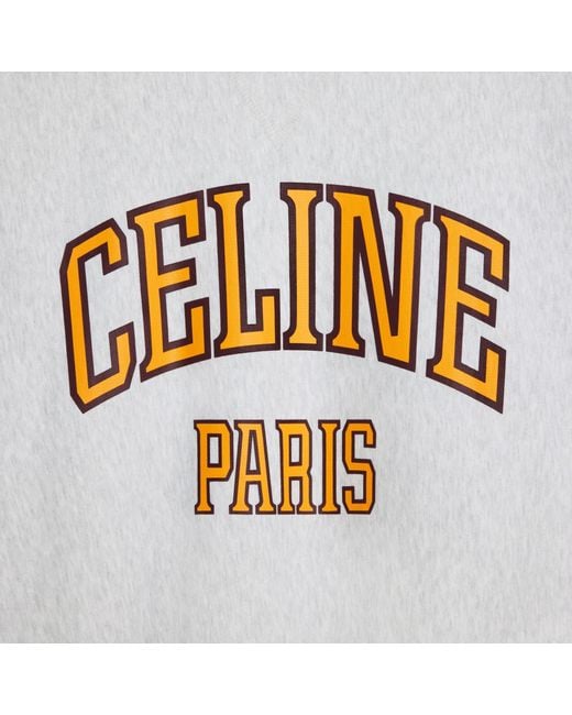Céline White Wide Cotton Fleece Sweatshirt