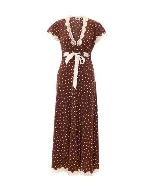 Rixo Brown V-Neck Dress
