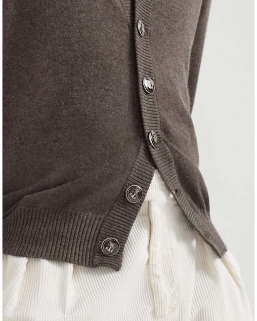Brunello Cucinelli Brown Cashmere Cardigan for men