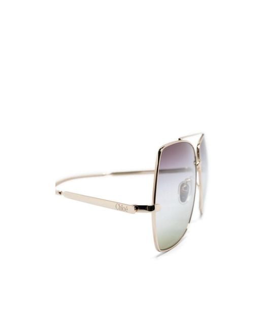 Chloé White Chloé Eyewear Geometric Rimless Sunglasses