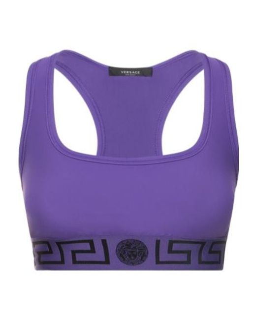 Versace Purple Stretch Tech Greca Sport Bra