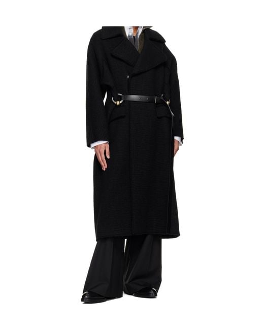 Jean Paul Gaultier Black Ring-Detail Belted Coat for men
