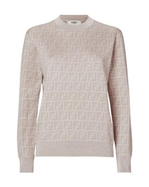 Fendi Gray Motif Knitted Sweater