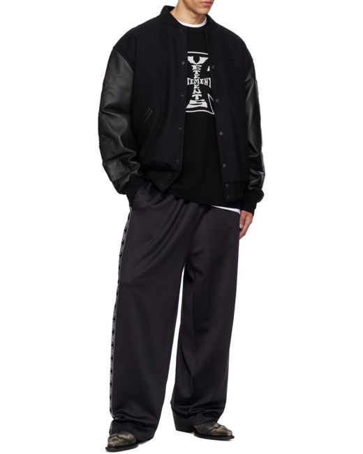 Vetements Black Logo Embroidered Bomber Jacket for men