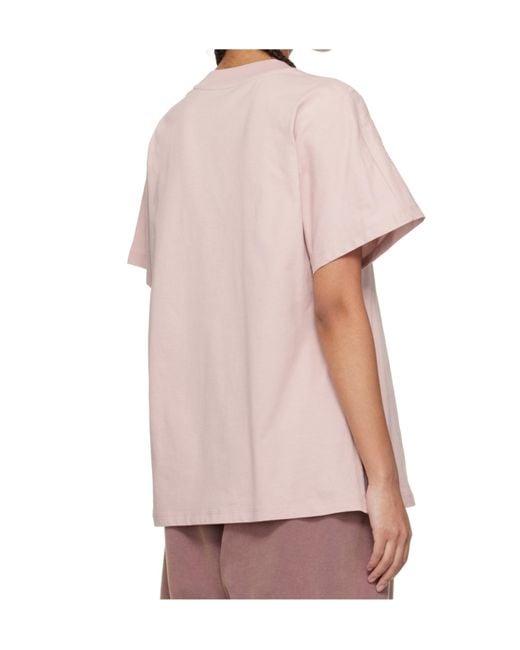 Moncler Pink Embroidered Cursive Logo Crewneck T-Shirt