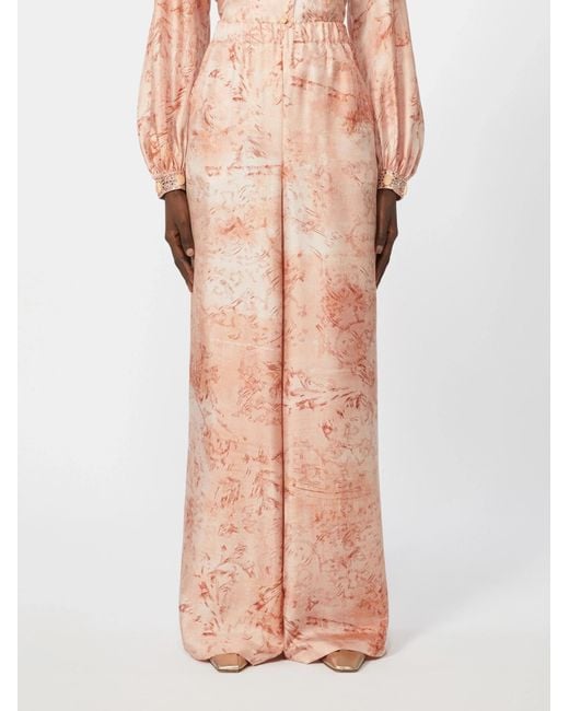 Max Mara Pink Mxmzirlo Printed Wide-Leg Pants