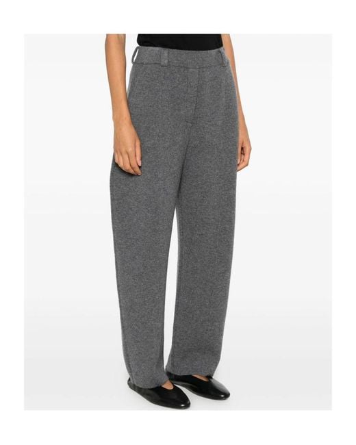 Lisa Yang Gray Wrenda Belt-Loop Knitted Trousers