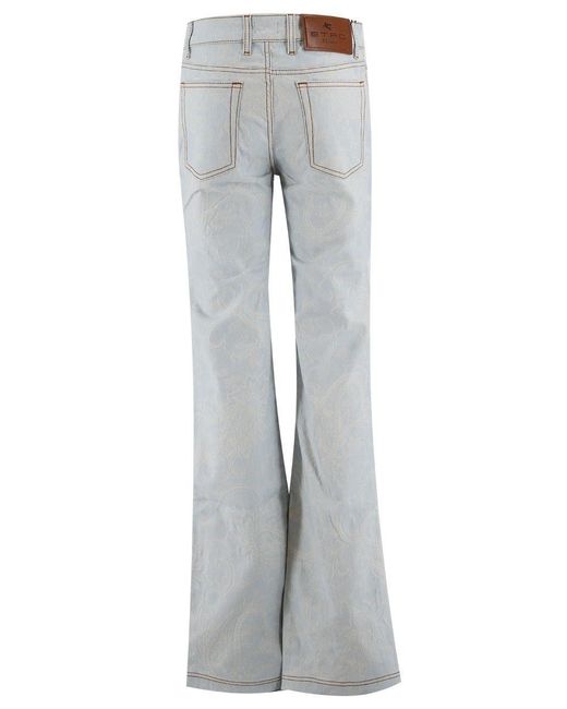 Etro Gray Logo-Patch Jeans