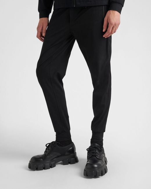 Prada Black Technical Cotton And Re-Nylon Pants for men