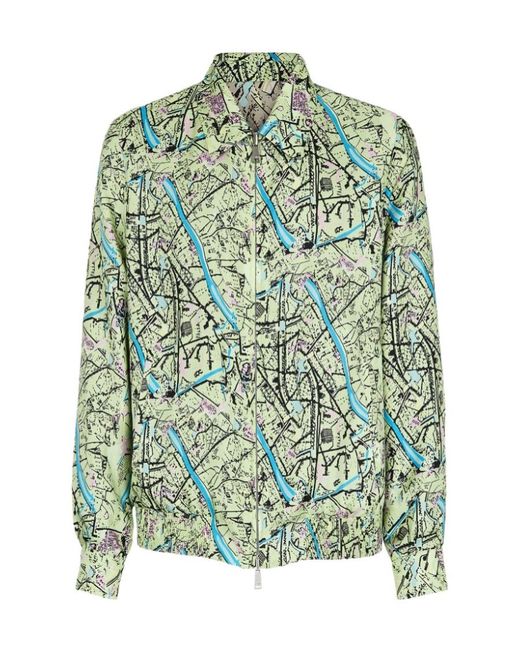 Fendi Green Map Reversible Long-Sleeved Shirt for men