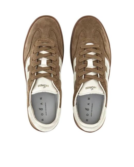 Hogan Brown H647 Logo-Patch Low-Top Sneakers for men