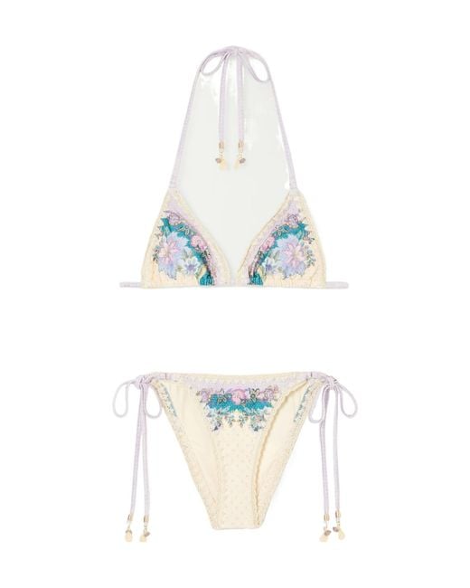 Zimmermann White Indra Crochet Detail Bikini