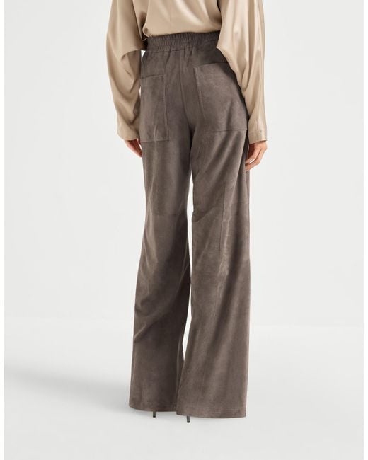 Brunello Cucinelli Gray Suede Trousers