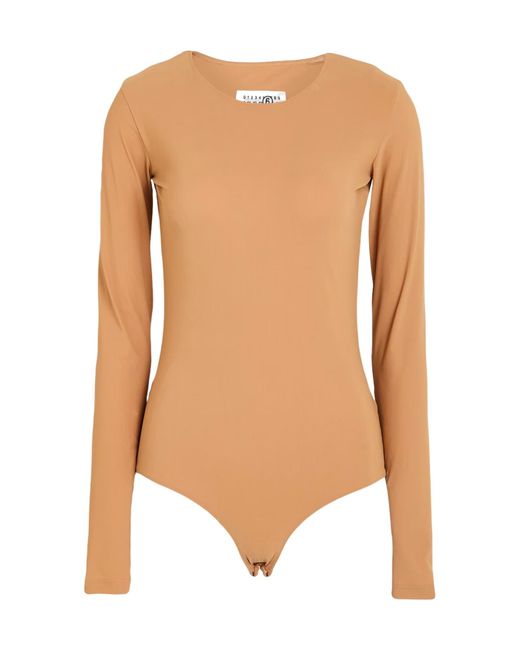 MM6 by Maison Margiela White Crew Neck Solid Color Knit Sweater
