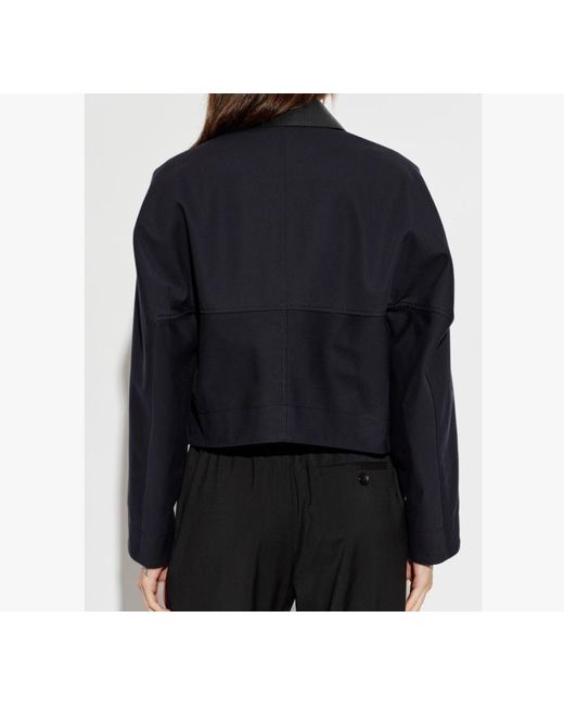 Givenchy Blue Contrast Collar Cropped Jacket
