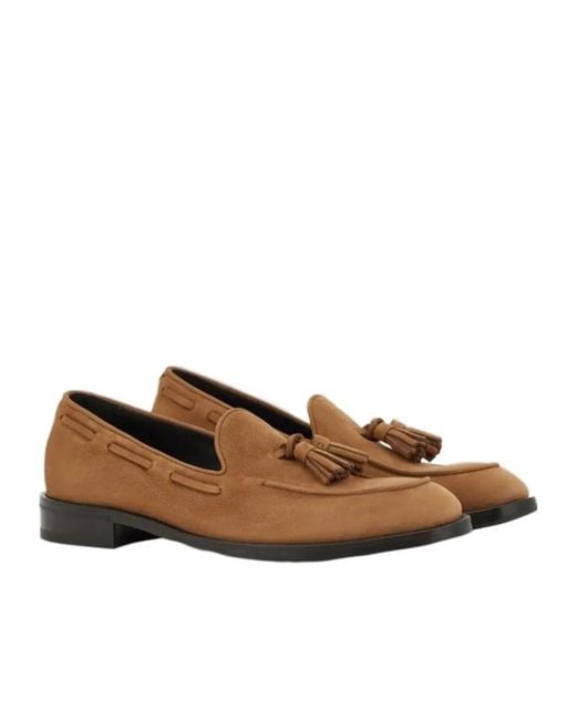 Canali Brown Nubuck Tassel Loafers With Rubber And Leather Soles for men